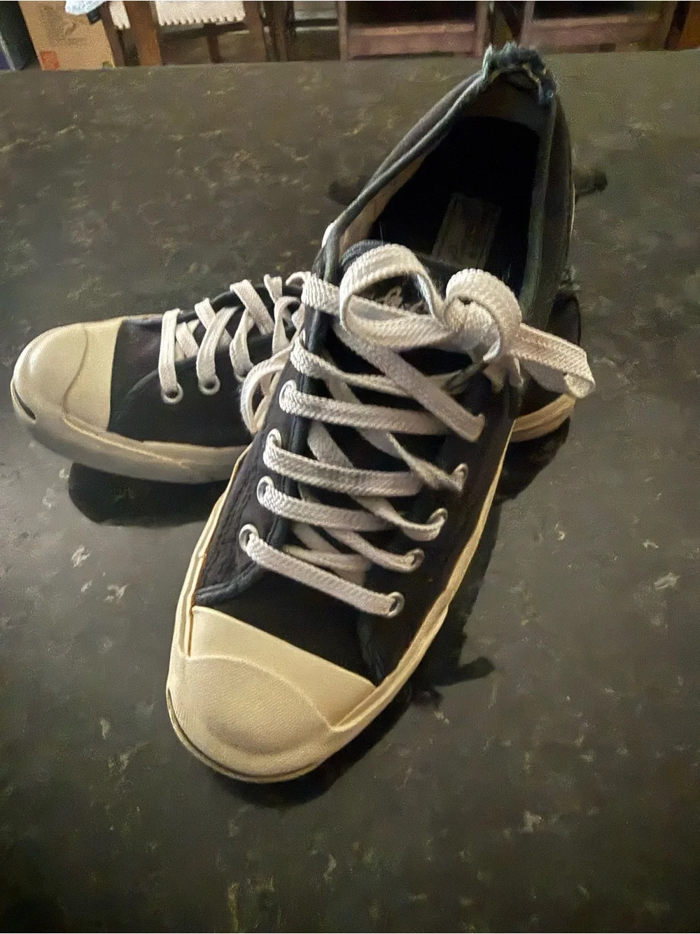Converse Black Canvas Low-Top Sneakers with Cream Toe Caps